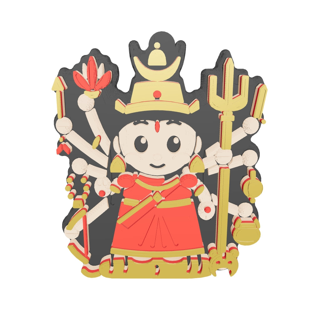 Chandraghanta keychain in 3D: spin it, zoom in, or view it at real size in AR (about 42 x 49 mm)