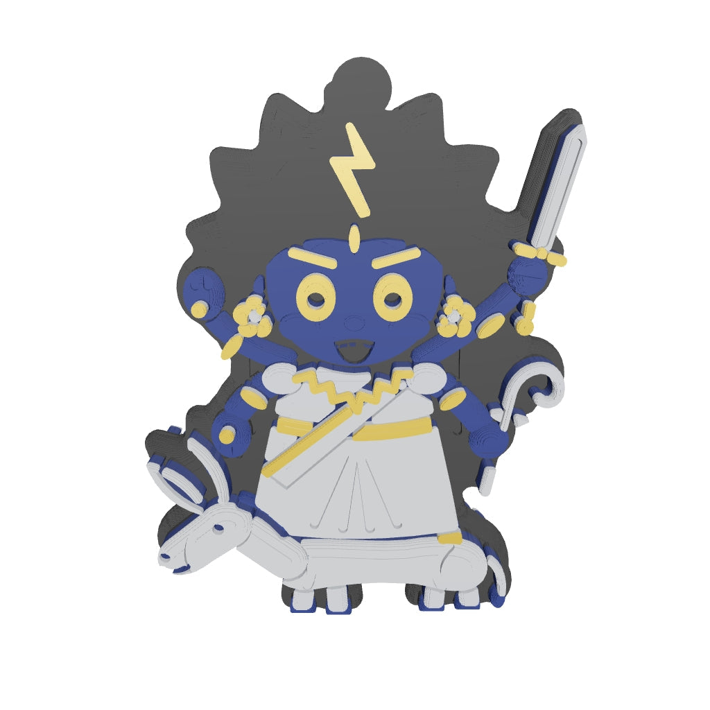 Kalaratri keychain in 3D: spin it, zoom in, or view it at real size in AR (about 38 x 50 mm)