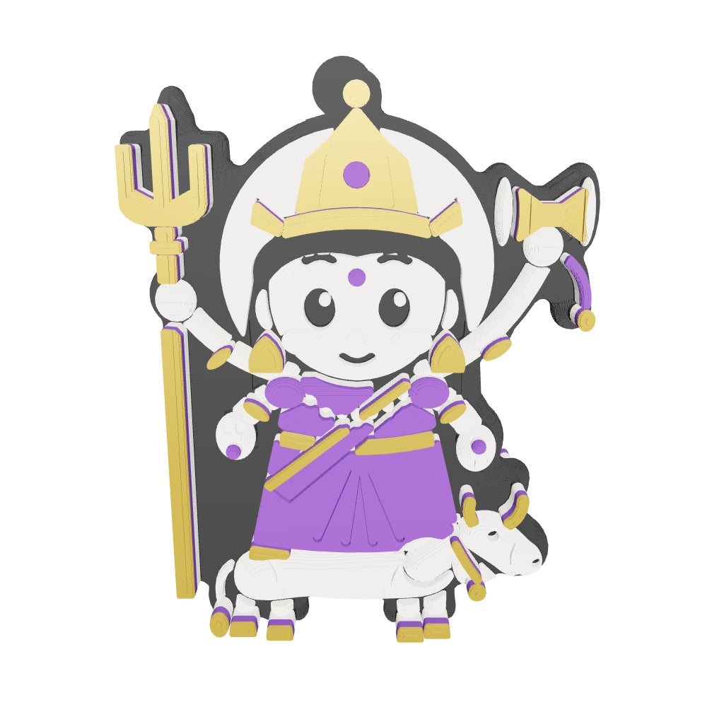 Mahagauri keychain in 3D: spin it, zoom in, or view it at real size in AR (about 40 x 51 mm)