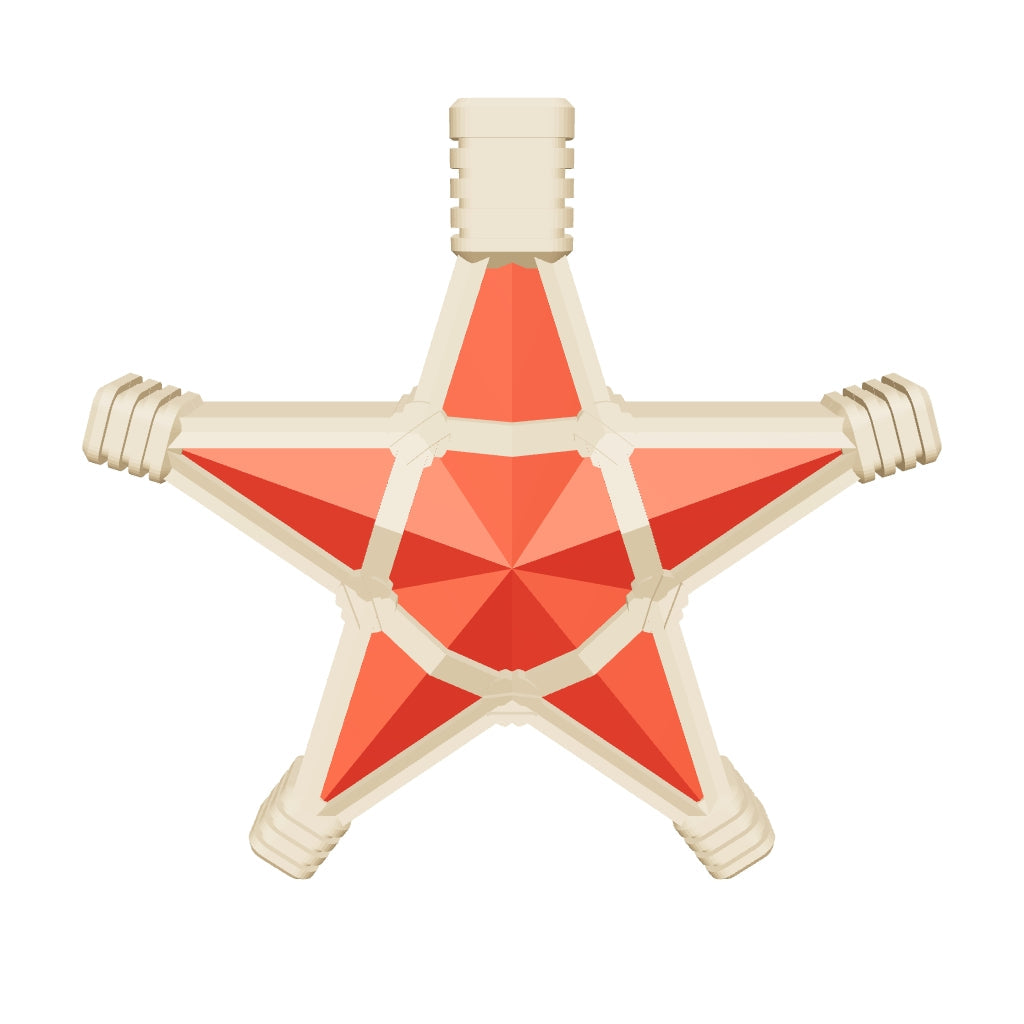 Den ong sao star lantern keychain in 3D: spin it, zoom in, or view it at real size in AR (about 41 x 39 mm)